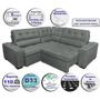 Imagem de Sofa de Canto Retrátil e Reclinável com Molas Cama inBox Austin 2,30m x 2,30m Suede Velusoft Cinza