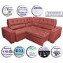 Imagem de Sofa de Canto Retrátil e Reclinável com Molas Cama inBox Austin 2,30m x 2,30m Velusoft Vermelho