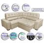 Imagem de Sofa de Canto Retrátil e Reclinável com Molas Cama inBox Austin 2,40m x 2,40m Suede Velusoft Bege