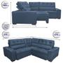 Imagem de Sofa de Canto Retrátil e Reclinável com Molas Cama inBox Austin 2,70m x 2,70m Suede Velusoft Azul