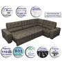 Imagem de Sofa de Canto Retrátil e Reclinável com Molas Cama inBox Austin 3,85X2,64 ou 2,64X3,85 Velusoft Café