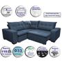 Imagem de Sofa de Canto Retrátil e Reclinável com Molas Cama inBox Oklahoma 2,40m Suede Velusoft Azul