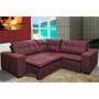 Imagem de Sofa de Canto Retrátil e Reclinável com Molas Cama inBox Oklahoma 2,40m Suede Velusoft Vinho