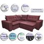 Imagem de Sofa de Canto Retrátil e Reclinável com Molas Cama inBox Oklahoma 2,40m Suede Velusoft Vinho