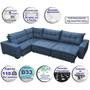 Imagem de Sofa de Canto Retrátil e Reclinável com Molas Cama inBox Oklahoma 3,45X2,41 ou 2,41X3,45 Azul