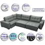 Imagem de Sofa de Canto Retrátil e Reclinável com Molas Cama inBox Oklahoma 3,45X2,41 ou 2,41X3,45 Cinza