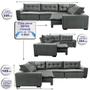 Imagem de Sofa de Canto Retrátil e Reclinável com Molas Cama inBox Oklahoma 3,45X2,41 ou 2,41X3,45 Cinza