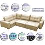 Imagem de Sofa de Canto Retrátil e Reclinável com Molas Cama inBox Oklahoma 3,65X2,51 ou 2,51X3,65 Bege