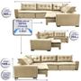 Imagem de Sofa de Canto Retrátil e Reclinável com Molas Cama inBox Oklahoma 3,65X2,51 ou 2,51X3,65 Bege
