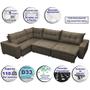 Imagem de Sofa de Canto Retrátil e Reclinável com Molas Cama inBox Oklahoma 3,65X2,51 ou 2,51X3,65 Café