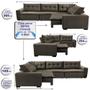 Imagem de Sofa de Canto Retrátil e Reclinável com Molas Cama inBox Oklahoma 3,65X2,51 ou 2,51X3,65 Café