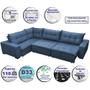 Imagem de Sofa de Canto Retrátil e Reclinável com Molas Cama inBox Oklahoma 3,85X2,61 ou 2,61X3,85 Azul