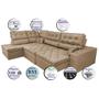 Sofá de Canto Retrátil e Reclinável com Molas Cama inBox Platinum Esquerdo 3,40x2,36 Suede Castor Imagem de Sofá de Canto Retrátil e Reclinável com Molas Cama inBox Platinum Esquerdo 3,40x2,36 Suede Castor