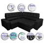 Imagem de Sofá de Canto Retrátil, Reclinável, Molas Cama inBox Austin 2,20m x 2,20m Suede Velusoft Preto