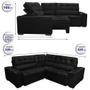 Imagem de Sofá de Canto Retrátil, Reclinável, Molas Cama inBox Austin 2,20m x 2,20m Suede Velusoft Preto