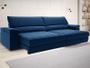 Imagem de Sofá de Duplo Molejo com Carregador USB, Retrátil e Reclinável Valencia 2,90m Veludocristal Azul Marinho- NETSOFAS