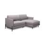 Imagem de Sofá Decorativo Karine 3 Lugares Sala de estar 230cm com Chaise Pés em Aço Couro Avelã G88 - Gran Belo