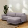 Imagem de Sofá Decorativo Karine 3 Lugares Sala de estar 230cm com Chaise Pés em Aço Couro Avelã G88 - Gran Belo