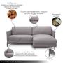 Imagem de Sofá Decorativo Karine 3 Lugares Sala de estar 230cm com Chaise Pés em Aço Couro Avelã G88 - Gran Belo