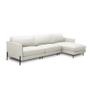 Imagem de Sofá Decorativo Karine 5 Lugares Sala de estar 330cm com Chaise Pés em Aço Couro Off White G88 - Gran Belo