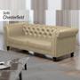 Imagem de Sofá Decorativo Sala de Estar Chesterfield 3 Lugares 220cm Couro Bege - Mozzelar