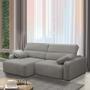 Imagem de Sofá Decorativo Sala de Estar Ibiza 3 Lugares 240cm Reclinável e Retrátil Bouclê Cinza G89 - Gran Belo