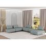 Imagem de Sofá  Dream Chaise com Puff 4,80m em Boucle Alaska Verde Água e material sintético Durango Terracota - Home Mobily
