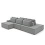 Imagem de Sofá Ilha com Encosto e Almofadas Delta 355cm Modulado Chaise e Puffs Veludo Cinza G52 - Gran Belo
