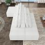 Imagem de Sofá Ilha com Encosto e Almofadas Delta 375cm Modulado Chaise e Puffs Bouclê Off white G52 - Gran Belo