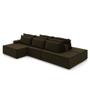 Imagem de Sofá Ilha com Encosto e Almofadas Delta 375cm Modulado Chaise e Puffs Veludo Castor G52 - Gran Belo