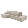 Imagem de Sofá Ilha com Encosto e Almofadas Delta 395cm Modulado Chaise e Puffs Veludo Bege G52 - Gran Belo