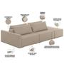Imagem de Sofá Ilha Modular Para Sala 232cm com Puff Dublin K01 Linho Bege - Lyam Decor