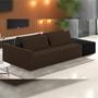 Imagem de Sofá Ilha Modular Para Sala 252cm com Puff Dublin K01 Veludo Marrom e Sintético Preto - Lyam Decor