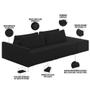 Imagem de Sofá Ilha Modular Para Sala 252cm com Puff Dublin K01 Veludo Preto - Lyam Decor