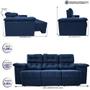 Imagem de Sofa Itália 2,60 Mts Retrátil e Reclinavel Tecido Suede Azul - Cama InBox