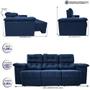 Imagem de Sofa Itália 2,80 Mts Retrátil e Reclinavel Tecido Suede Azul - Cama InBox
