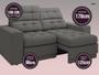 Imagem de Sofá Jobim 1,70m Assento Retrátil e Reclinável Velosuede Cinza - NETSOFAS