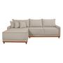 Imagem de Sofá Linho 3 Lugares 264cm com Chaise Lado Esquerdo e Kit Usb Barra