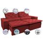 Imagem de Sofá Lisboa 2,32m Retrátil, Reclinável, Molas no Assento Tecido Suede Velusoft Vermelho Cama InBox