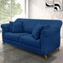 Imagem de Sofá Living 2 Lugares 1,80m Vênus Suede Azul Marinho Pés Castanho - Pallazio