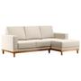 Imagem de Sofá Living 200cm 3 Lugares Com Chaise Direito Kayrós D05 Linho Bege Mpozenato