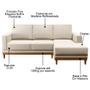 Imagem de Sofá Living 200cm 3 Lugares Com Chaise Direito Kayrós D05 Linho Bege Mpozenato