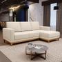 Imagem de Sofá Living 200cm 3 Lugares Com Chaise Direito Kayrós D05 Linho Bege Mpozenato