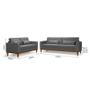 Imagem de Sofá Living 3 e 2 Lugares Valência - 2,20/1,58mts + 02 Poltronas C/ Base Madeira de Reflorestamento - Veludo Cinza