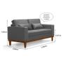 Imagem de Sofá Living 3 e 2 Lugares Valência - 2,20/1,58mts + 02 Poltronas C/ Base Madeira de Reflorestamento - Veludo Cinza