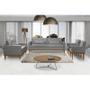 Imagem de Sofá Living 3 e 2 Lugares Valência - 2,20/1,58mts + 02 Poltronas C/ Base Madeira de Reflorestamento - Veludo Cinza