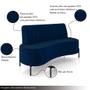 Imagem de Sofá Living Decorativo 2 Lugares 1,35M Katara Pés de Ferro Veludo Azul G33 - Gran Belo