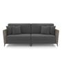 Imagem de Sofá Living Decorativo Zagreb 2 Lugares 182cm com Almofadas Pés de Ferro Veludo/PU Grafite/Cinza G33 - Gran Belo
