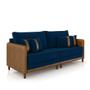 Imagem de Sofá Living Montecarlo 2 Lugares Bipartido 192cm Pés em Madeira Veludo/PU Azul/Caramelo G33 - Gran Belo