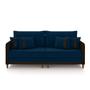 Imagem de Sofá Living Montecarlo 2 Lugares Bipartido 212cm Pés em Madeira Veludo/PU Azul/Marrom G33 - Gran Belo